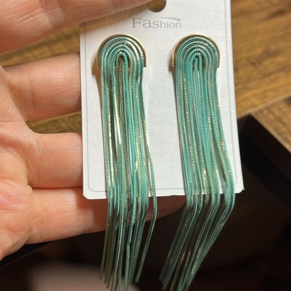 Metal Tassel Drop Earrings - Picture 6 of 10